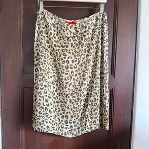 90s Vintage BURNS | Stretch Silk Leopard Print Beaded tarim Slip Skirt | Medium